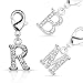 Bungsa® M - Silberner Buchstaben Kristall Charm Anhänger für Bettelarmband Ohrring Halskette Zirkonia Damen Herren Kinder (Kettenanhänger Pendant Beads A B C D E F G H I J K L M N O P R S T U V W Z )