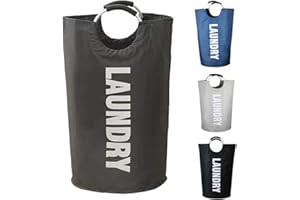 ARMO HOME Armo® 90L Large Laundry Basket Foldable Collapsible Freestanding Washing Bin Basket (Dark Grey)