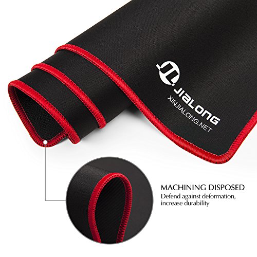 JIALONG Gaming Mauspad Extended Maus Mate XL 700x300x3mm Gaming Pad Desk Mat Rubber Base für Computer, PC und Laptop (Rot)