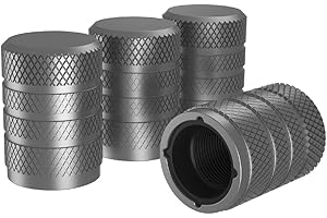 Marcraft Corrosion Resistant (Gun-Metal Grey) Aluminium Tyre Wheel Alloy Valve Caps Dust Caps (4 Pack) Universal for Cars, SUVs, Bicycles, Motorcycles, Trucks | Plastic Insert | Screw-On