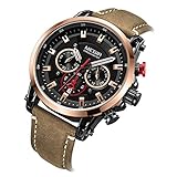 LLLS Herrenuhren, Quarzuhren Männer Fashion Casual Luminous Waterproof Uhren Komfort-Leder-Strap