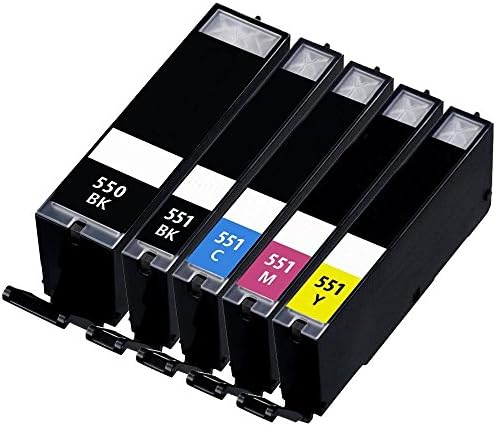 1 Compatible Set of 5 Canon PGI-550 &amp; CLI-551 Printer Ink Cartridges (5 Inks) - Black / Cyan / Magenta / Yellow for Canon Pixma iP7250, iP8750, iX6850, MG5450, MG5550, MG5650, MG6350, MG6450, MG6650, MG7150, MG7550, MX725, MX925