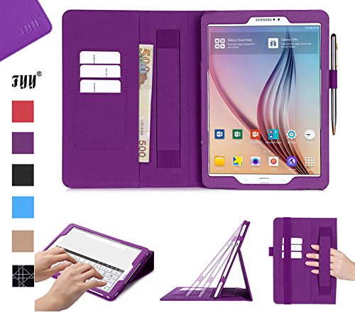 Galaxy Tab S2 9.7 Hülle,Samsung Galaxy Tab S2,Fyy® [Super Functional Series] Hochwertige Kunstleder Hülle mit elastitcher Handschlaufe und Halterungen für Karten, Notizen für Samsung Galaxy Tab S2 9.7 Zoll,Violett (mit automatischer Schlaf/ Weck-Funktion)