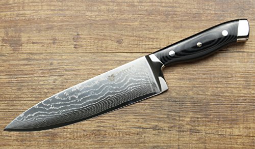 SWITYF VG-10 hochwertige japanische Stahl-Kochmesser, das 205mm lang und mit hohen Kohlenstoffgehalt ist. Das Damaskus-Muster ist wunderschön. DCK-RK - 4