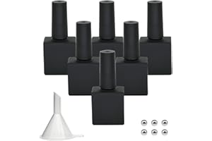 Agidea leere Nagellackflaschen mit Pinsel, 10ML leere Gel-Lack-Flaschen schwarz, undurchsichtiges quadratisches Glas mit Mischkugeln & Trichter, Packung mit 6