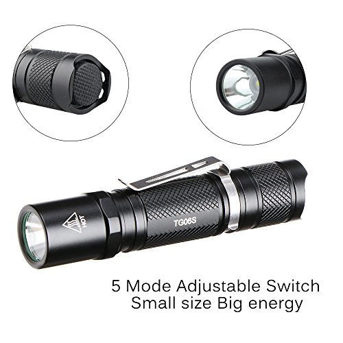 Superhelle Mini Taschenlampe, CREE LED Mini Taschenlampe IPX8 Wasserdicht Mini-Taschenlampe, 500 Lumen mit 5 Modus EDC Mini Handlampe LED Camping Handlampe Geeignet für AA oder 14500 Akku (Nicht Enthalten), TG06 Upgrade Version (TG06S) - 3