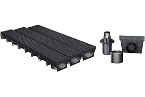 Pack de 3 : Caniveau Extérieur avec Grille passerelle Polyamide Classe B125 MEAPARK - Caniveaux pour Terrasse, Piscine, Jardin -Largeur Utile 10cm