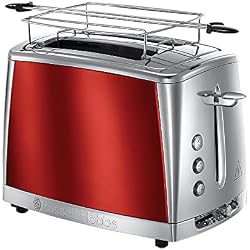 Russell Hobbs 23220-56 Toaster Grille-Pain Luna, Cuisson Rapide, Contrôle Brunissage, Chauffe Viennoiserie - Rouge