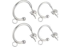 Beebeecraft 1 Caja 20 Piezas 2 tamaños Pendientes de Medio Aro Pendientes de Acero Inoxidable con Lazo Y Tuercas para Hacer Joyas de Bricolaje