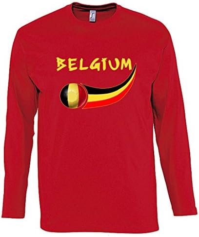 Supportershop Men's Belgium Long Sleeve T-Shirt, Red, X-Large