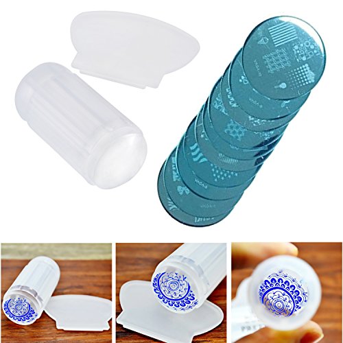 NEW 2012 Cheeky Set of 10 Nail Art Nailart Polish Stamp Stamping Manicure Image Plates Accessories Set + Stampr and Scraper Kit.