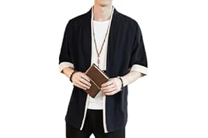 Liangzhu Herren Happi Kimono Haori Jacke Übergangsjacke Mäntel Hanfu Langarmshirts Cardigan