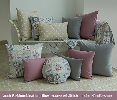 beties Dorfkinder Mitteldecke ca. 80×80 cm in großer Sortiment-und Größenauswahl – Shabby Chic für den perfekten Landhaus Style Farbe (taupe-rot) - 5