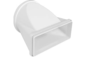 La Ventilazione CGO229B Joint horizontal de tuyau rond ø 150 mm avec raccords FF de tube rond à rectangulaire et vice versa, 220 x 90 mm en ABS, blanc, pour canalisation cuisines et salles de bains