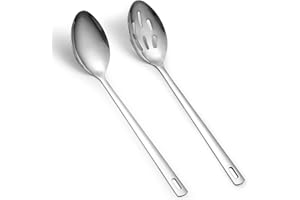 Kyraton Mestoli Cucina Set Di 2, Acciaio Inox Set Mestoli Cucina, Set Utensili Cucina, Utensili Da Cucina In Acciaio Inox Per Friggere, Mescolare, Servire, Scolare, Girare E Mescolare.