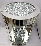  Mesa auxiliar con espejo, plata brillante espejada, diseño redondo