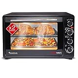 Mini Backofen 45L mit 2x Backblech, Grillofen inkl. elektrischer Drehspieß, Pizza-Ofen mit Innenbeleuchtung, Umluft & Timer Funktion, Doppelverglasung, 2000 Watt + Rezeptheft Mini Backofen 45L mit 2x Backblech, Grillofen inkl. elektrischer Drehspieß, Pizza-Ofen mit Innenbeleuchtung, Umluft & Timer Funktion, Doppelverglasung, 2000 Watt + Rezeptheft