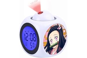 Xinchangda Kamado Nezuko Réveil Anime Kamado Tanjiro/Agatsuma Zen'itsu/Tomioka Giyuu Anime Projection LED Alarme numérique avec affichage de l'heure et de la température