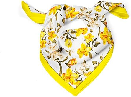 Fashion Women's 100% Pure Silk Twill Bandana Square Scarf Size:53×55 cm by EZ Collection
