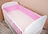 Bettumrandung Nest Kopfschutz Nestchen 420x30cm, 360x30cm, 180×30 cm Bettnestchen Baby Kantenschutz Bettausstattung Herzen Rosa - 2