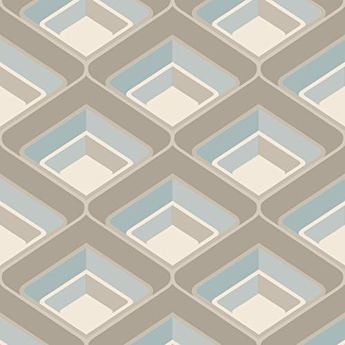 3D Geometric Retro Vintage Bold Metallic Glitter Teal Grey Silver Wallpaper