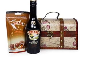 FINE FOOD HAMPERS Baileys Irish Cream 350ml and Baileys Salted Caramel Mini Delights Hamper in a Beautiful Rose Design Chest - Ideas for Christmas, Birthday, Anniversary, Business, Corporate and Congratulations