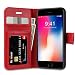 Produktbild Labato Hülle für iPhone 8 iPhone 7, Portemonnaie-Stil Leder Hülle für Apple iPhone 7/8 Handytasche mit Kartenfächer Rot, Lbt-IP8-05Z30