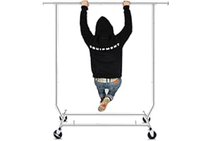 HOKEEPER Heavy Duty Clothes Rail, Holds up to 110kg, Easy Fast Assembly - 1 min, Collapsible Clothes Rack, with Industrial Grade Wheels