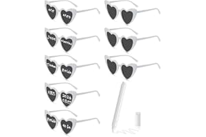 MorLuks Occhiali Cuore, 8 Paia Occhiali da Sole Cuore e Pennarelli, Occhiali da Festa Fai Da Te, Occhiali Matrimonio, Occhiali da Sole Retro per Matrimonio Compleanno Carnevale Festa Cosplay