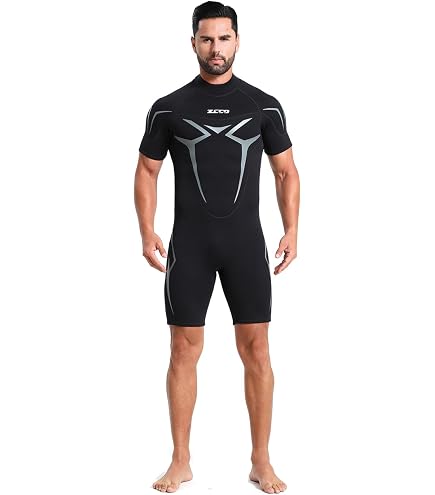 Combinaison Shorty Néoprène 3 Mm ZCCO Homme - Zip Avant - Pour Plongée, Surf, Natation, Snorkeling - Taille S à XXL