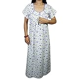 Indiatrendzs Women Cotton Nighty Summer Floral Sleepwear 44" (Purple/White)