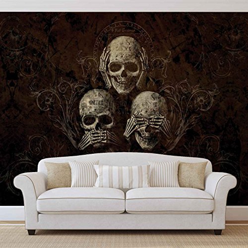 Nicht Hören Sehen Totenkopf Alchemy – Wallsticker Warehouse – Fototapete – Tapete – Fotomural – Mural Wandbild – (978WM) – XL – 208cm x 146cm – VLIES (EasyInstall) – 2 Pieces - 4