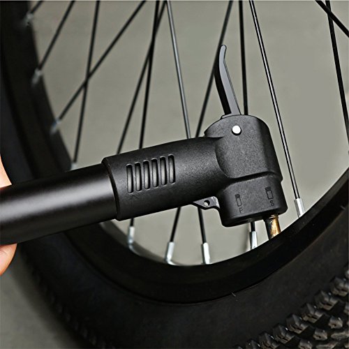GHB Mini Fahrradpumpe Portabel Luftpumpe tragbar Bike Pump für Fahrrad Mountainbike oder Rennrad aus Aluminium [Schwarz]