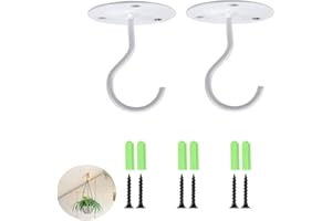 TSKDKIT Ceiling Hooks for Hanging Plants, Heavy Duty Brackets Wall Mount Hooks Metal Ceiling Brackets with Screws for Hanging Wind Chimes, Light, Bird Feeders etc (White)