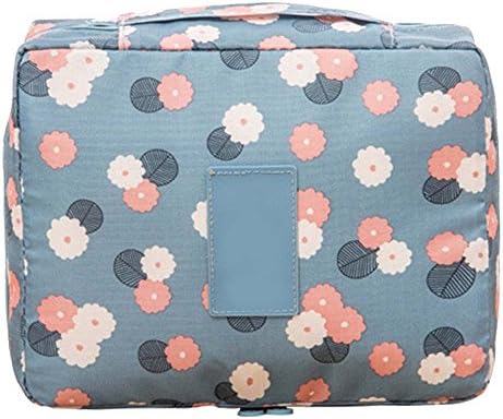 Sepbear Portable Large Capacity Bathing Travel Makeup Bag Waterprof Toiletry Bag Pouch Cosmetic Handbag Blue Flower