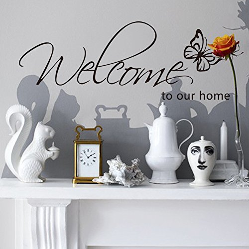 WELCOME TO OUR HOME Zitat Abziehbild Vinyl Wörter Aufkleber Rebe Kunst Wandaufkleber für Kindergarten Zuhause Dekoration (Herzlich Willkommen) - 4