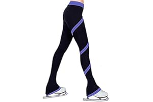 DNJKH Schlittschuhhose Eiskunstlauf Trainingshose Leggings Mit Spiral Fleecefutter Eiskunstlauf Hose Warme Strumpfhose Hose