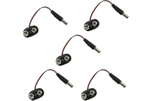 Aihasd 5PCS DC 9V 10CM 5,5 * 2,1mm Bouton de la Batterie Fiche d'alimentation pour Arduino