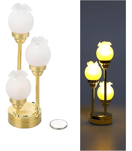 Miniatur-Wandleuchte 'Gold Blumen Lampion' – Für Puppenhaus 1:12 – 12V Elektrobeleuchtung