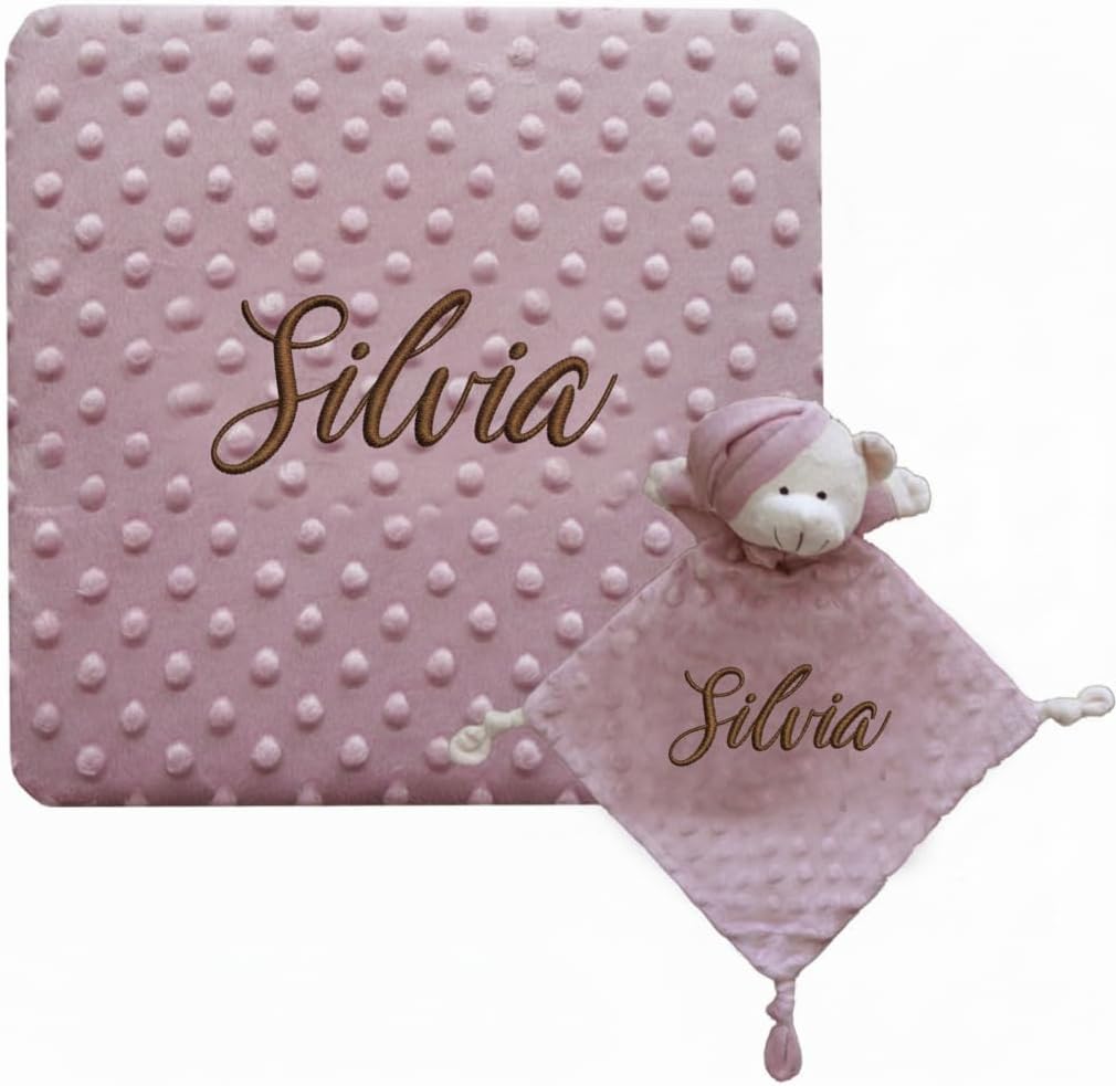 various Set Personalizada Manta + Dou Dou Bordado Bebe Recien Nacido Padres Primerizos Manta Suave Minky Poliester Cuna Coche Nina Nino Nombre Bordado Detalle Tierno Color Maquillaje