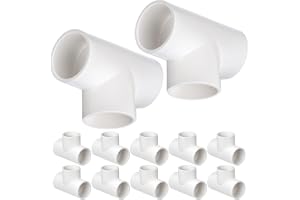QWORK Set med 12 3-vägs T-rörkoppling, 25 mm (vit) 3-vägs PVC-rörkopplingskoppling, perfekt för växthus, vattenledningar, trä