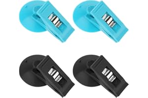 VQEOEOT Pinzas de Clip con Ventosa Pinza de Plástico para Parabrisas, 4 Piezas, Clip de gancho con ventosa para coche, De Ventosa Clip De Almacenamiento De Boletos Sujeta Tarjetas, multicolor