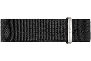 Daniel Wellington Classic Cornwall, Montre Noir/Argent Bracelet, 18mm, NATO, pour Femmes et Hommes