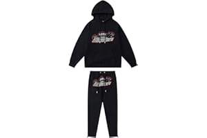BIXPAK Set di Tuta da Uomo e Donne Ricamo Trapstar di Marca alla Moda,Giacca con Cappuccio E Pantaloni,Felpa con Cappuccio,Set Felpa in Pile con Cappuccio