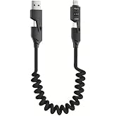 iPhone ile Uyumlu 4'&uuml; 1 Arada Type-C ve USB-A 65W Akordiyonlu Şarj Kablosu | iPhone ile Uyumlu, S&uuml;per Hızlı Şarj, 4 Farklı Ba