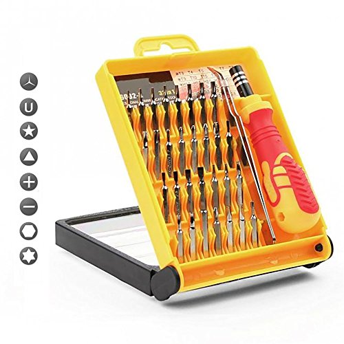 Schraubendreher Set 32 teilig - Handy Werkzeug Akkuwechsel / Reparatur (Smartphone, Tablet oder Notebook) Torx, Schraubenzieher Kreuz Stern Dreieck