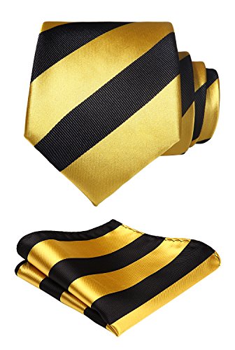 Striped Wedding Tie Handkerchief Men's Necktie & Pocket Square Set