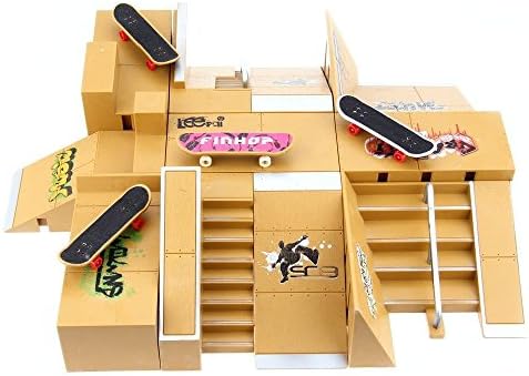 TOMOO 11pcs Skate Park Kit Ramp Parts for Tech Deck Finger Board Handrail Ultimate Sport Training Props Games