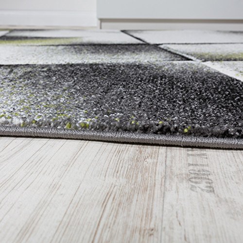 Designer Teppich Wohnzimmer Teppiche Kurzflor Meliert Grün Grau Creme Schwarz, Grösse:160×220 cm - 2