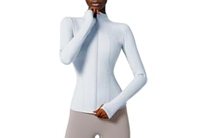 Locachy Slim Fit Full-Zip Damen-Sportjacke mit Daumenlöchern für Laufen und Workout